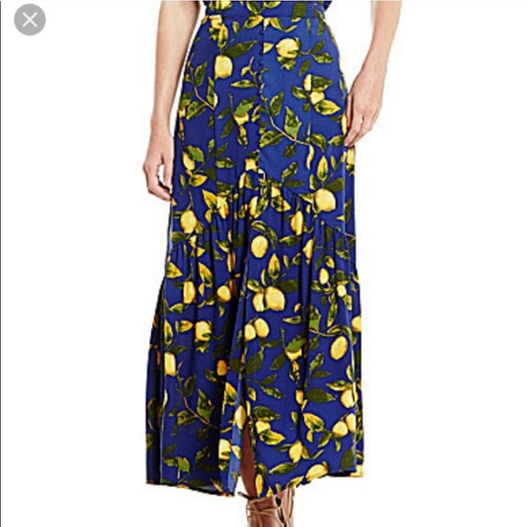 Gianni Bini Blue Ruffle Hem Maxi Skirt Size S - Picture 1 of 6